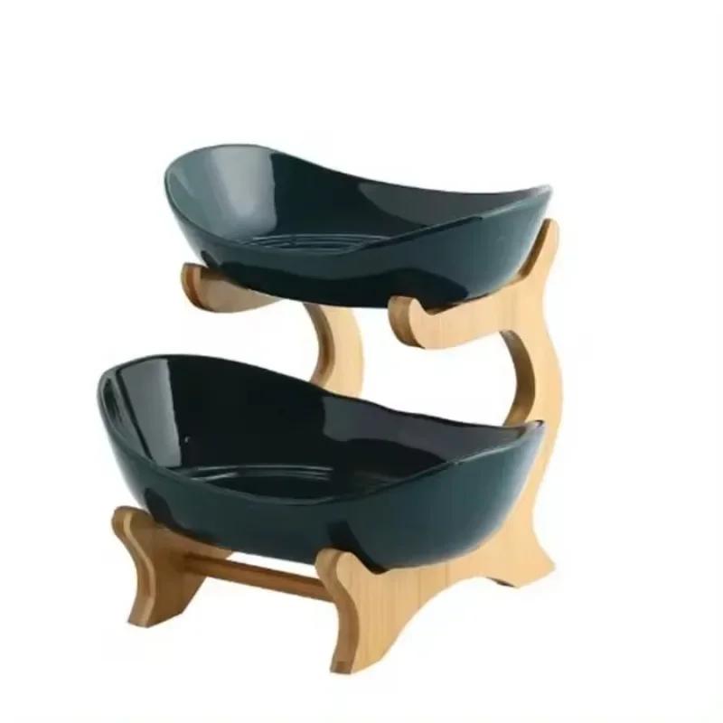 Bordplater Bestikk Kjøkken Fruktskål med gulv oppdelt 2/3 lags tørket fruktskål Kurv Godteriskake Tretallerkener