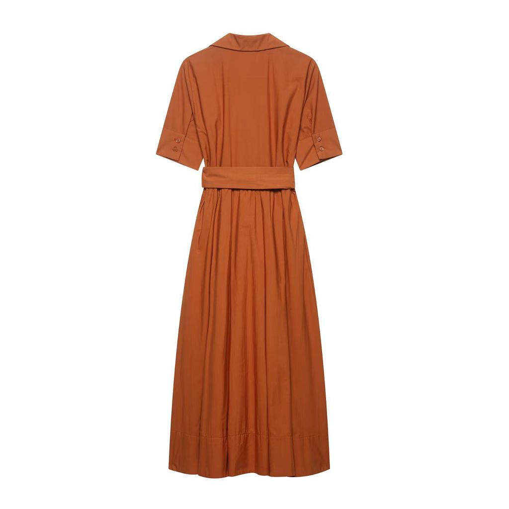 European & American Spring 2025 French Waist-Cinching Slimming Goddess Shirt Dress