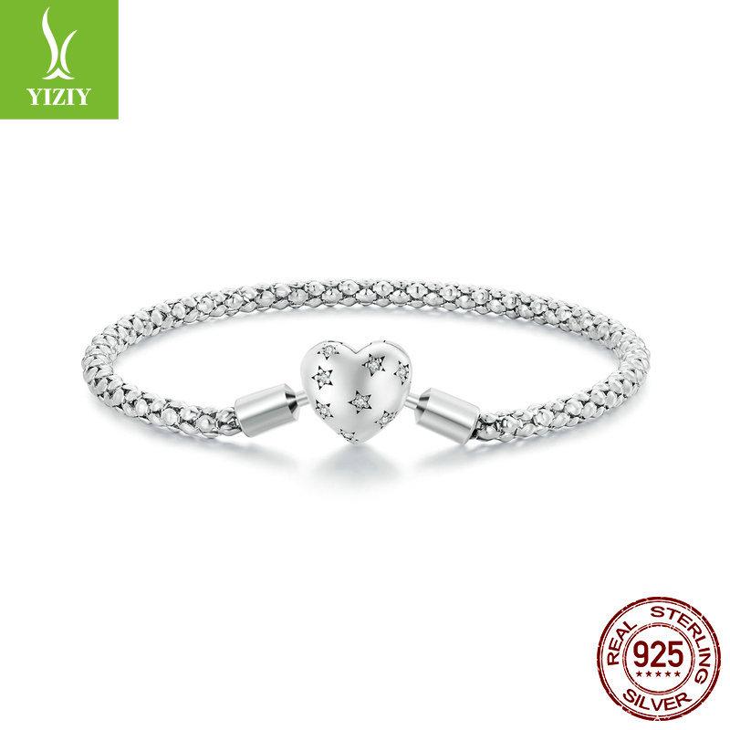 S925 Sterling Silver Love Basic Bracelet, Classic Versatile Love Diy Bracelet Can Be Stacked With A Single Belt