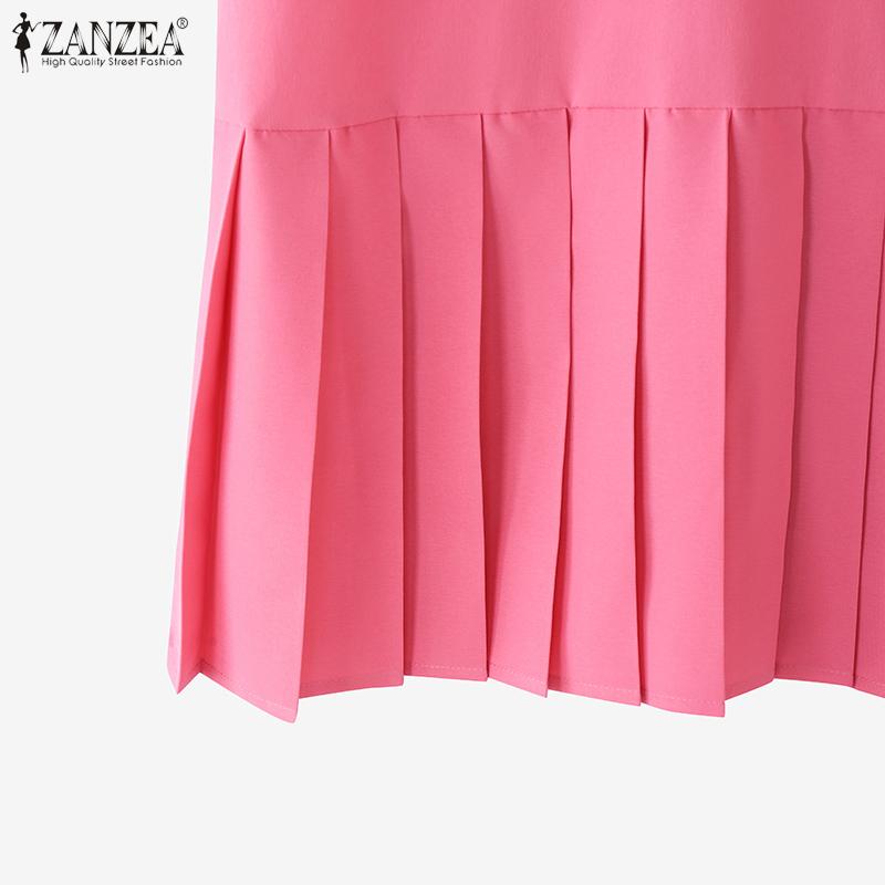 ZANZEA Women Summer Doll Collar Casual Short Sleeve Dress