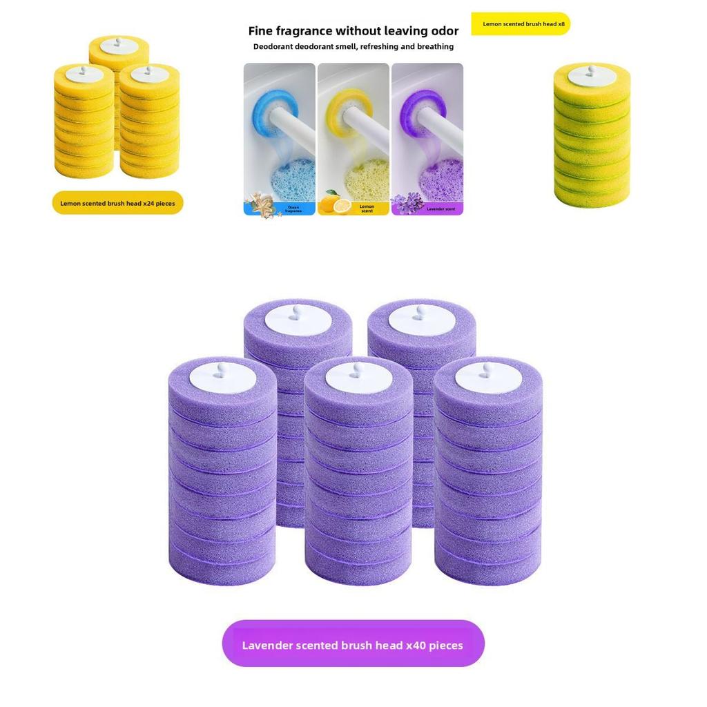 Sponge Disposable Household Toilet Brush Replacement Heads With Fragrance Set