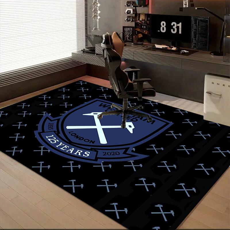 1PC West Ham United Crest Rug Game Carpet, Floor Mat for Bedroom Living Room Entryway Rug, Home Decor Idea Gift for Christmas Birthday