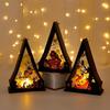 Halloween Night Light Decoration Tabletop Pumpkin Lantern with Triangular Frame and Cutout Design for Indoor Seasonal Display