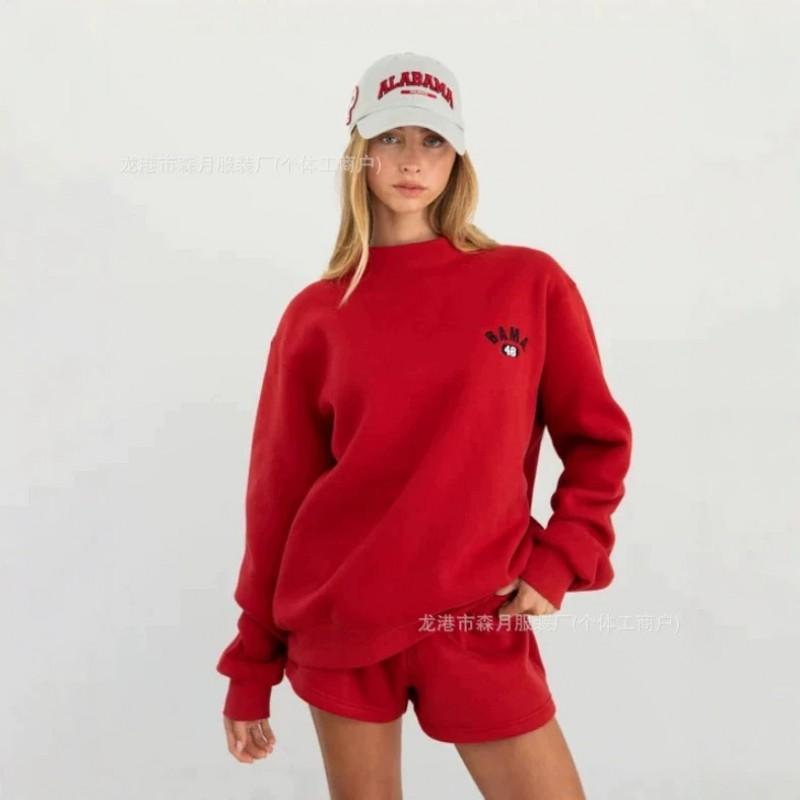 Womens Embroidered Half-Zip Sweatshirt Casual Loose Fit Long Sleeve Thick Fleece Top Daily Wear