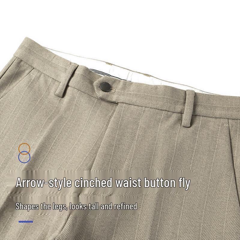 MONTAGUT Men's Autumn Striped Wool Blend Suit Trousers