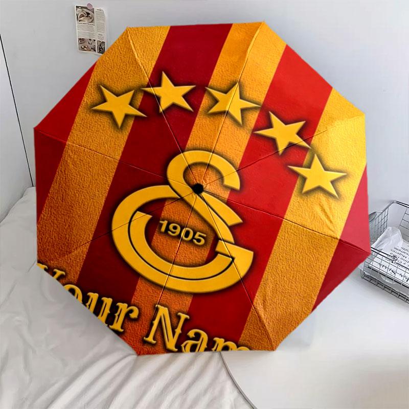 1 PC Automatic Folding Umbrella - Galatasaray S Custom Name Pattern, Portable & Foldable Design with 8 Ribs, Christmas Birthday Gifts