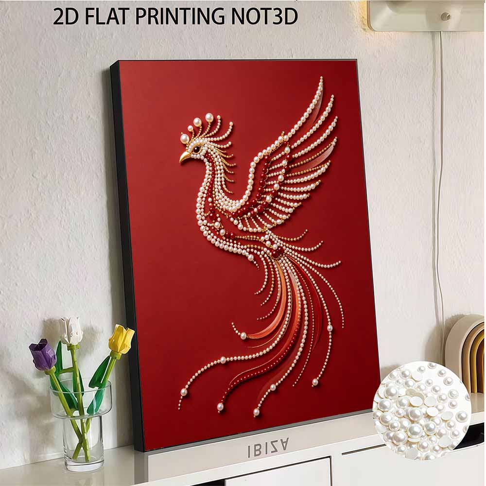 5D DIY Pearl Diamond Painting Kit Majestic Phoenix Full Drill Embroidery Mosaic Art Home Wall Decor Gift