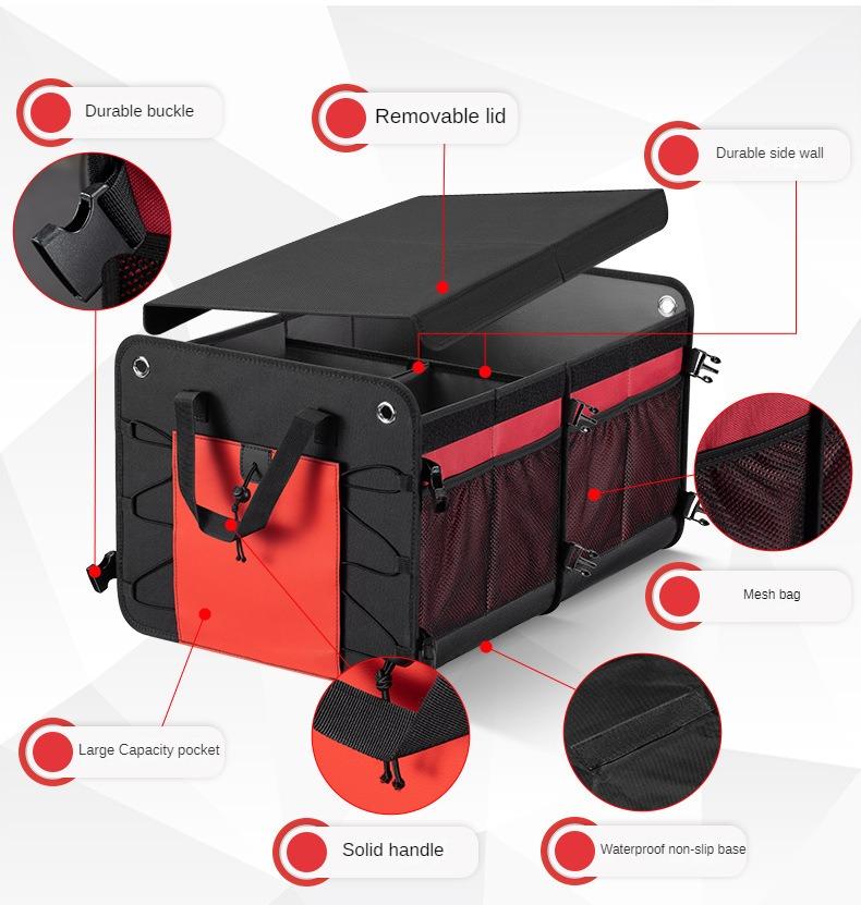 SUV Trunk Organizer Car Organiser Collapsible Multi-Compartment Storage Box for Car Accessories for Women Men Non Slip Bottom