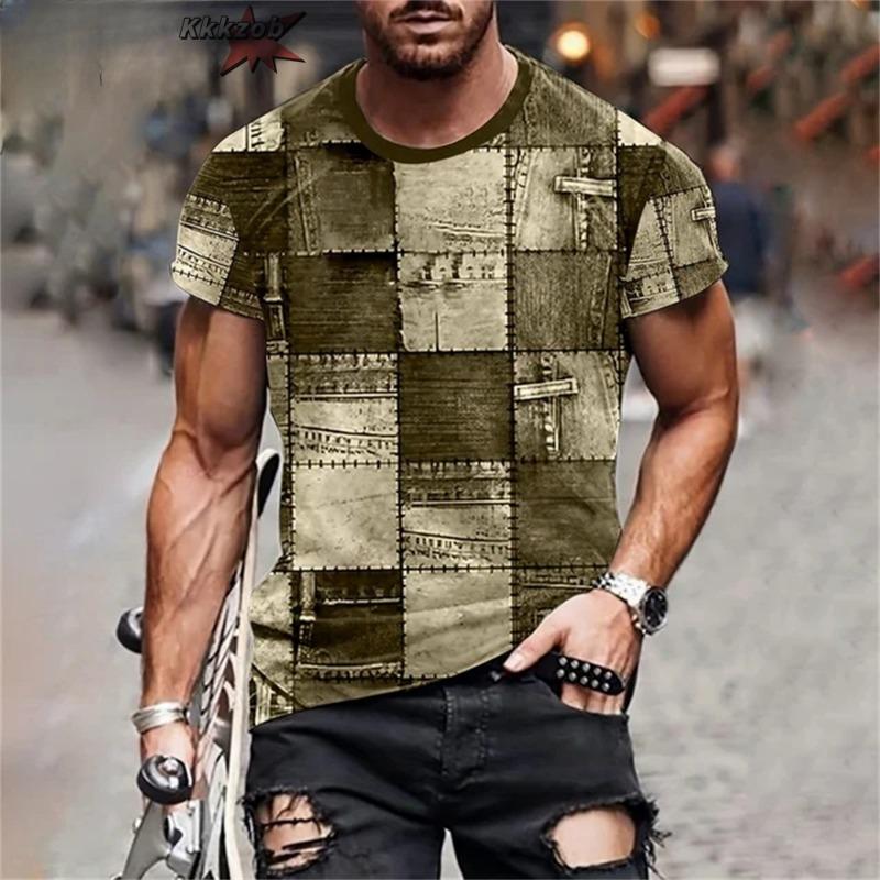 Men's Crew Neck Graphic T-shirt With Fancy Print Summer Short Sleeve Top For Men Men's Soft Trendy Comfy Tee Tops Sportswear
