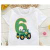 Cute Farmer Tractor 1-8 Years Old Happy Birthday T Shirt Kids Birthday Party Gift Children Funny Present T Shirt Tops
