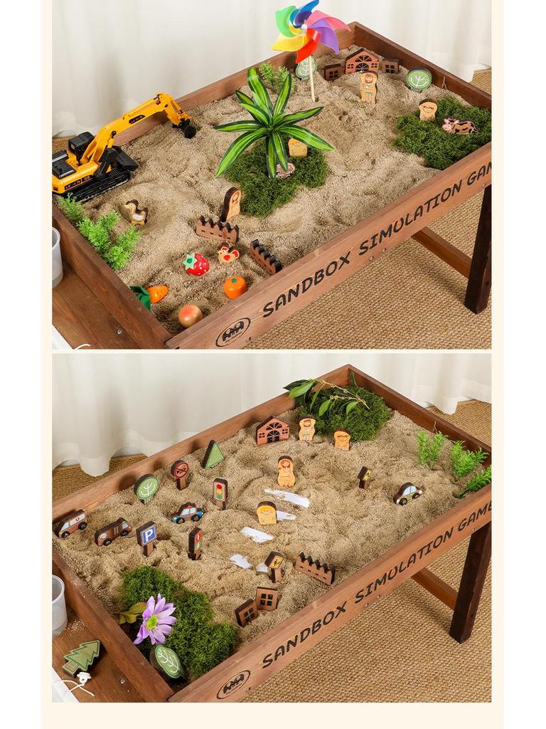 Kids' Wooden Sandbox and Water Play Outdoor Toys