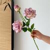 Fiore di Rosa Simulato a 3 Teste, Fiore Secco, Fiore Artificiale, Bouquet, Decorazione per Soggiorno, Oggetti di Scena per Foto