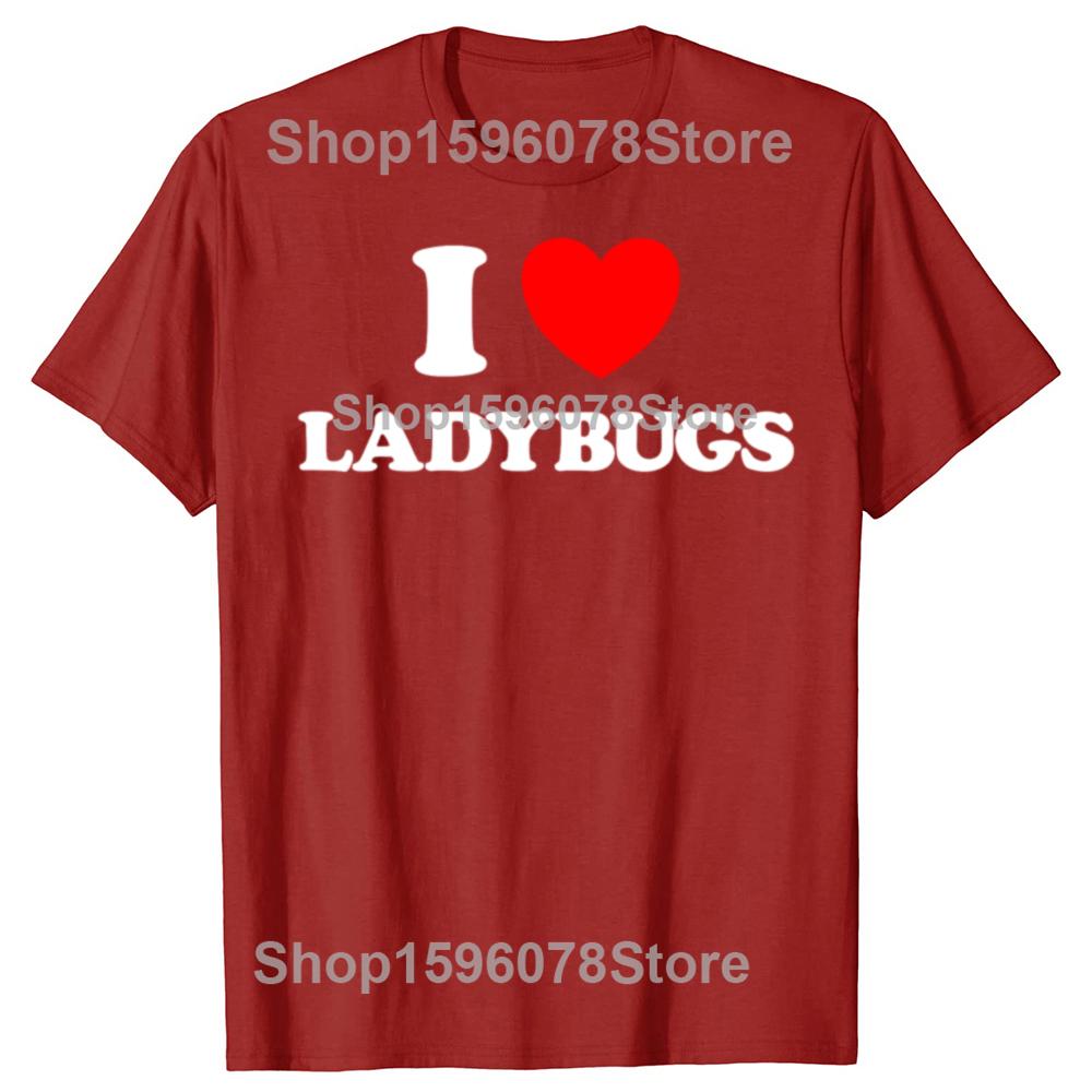 Божья коровка Сердце Забавная Милая Животное Божья Коровка Футболка Летняя Мужская Мода Винтажная Летняя Хлопок Короткий Рукав Оверсайз Футболка Топы S
