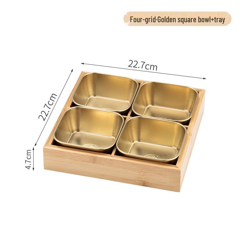 Japanische Stil Servierplatte mit 3 Fächern und Einsätzen aus 304 Edelstahl