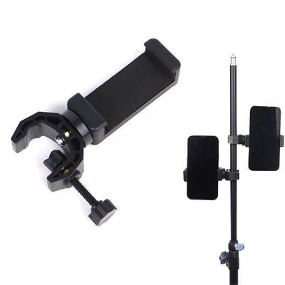 10x4cm Microphone Stand Phone Holder 360 Degree Rotating Black