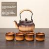Outdoor Indoor Charcoal Tea Kettle with Hook Glass Cup for Home Use