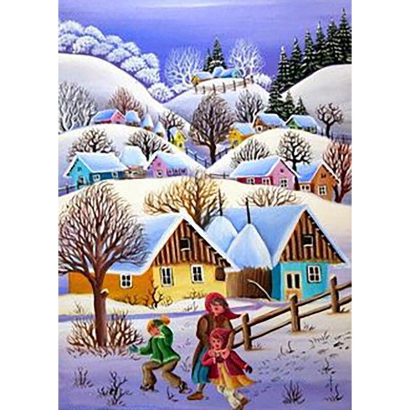 

Новый 5D DIY алмазная живопись Снежная сцена Алмазная вышивка пейзаж вышивка крестом полная круглая дрель ремесла домашний декор подарок Full Round 15x20CM
