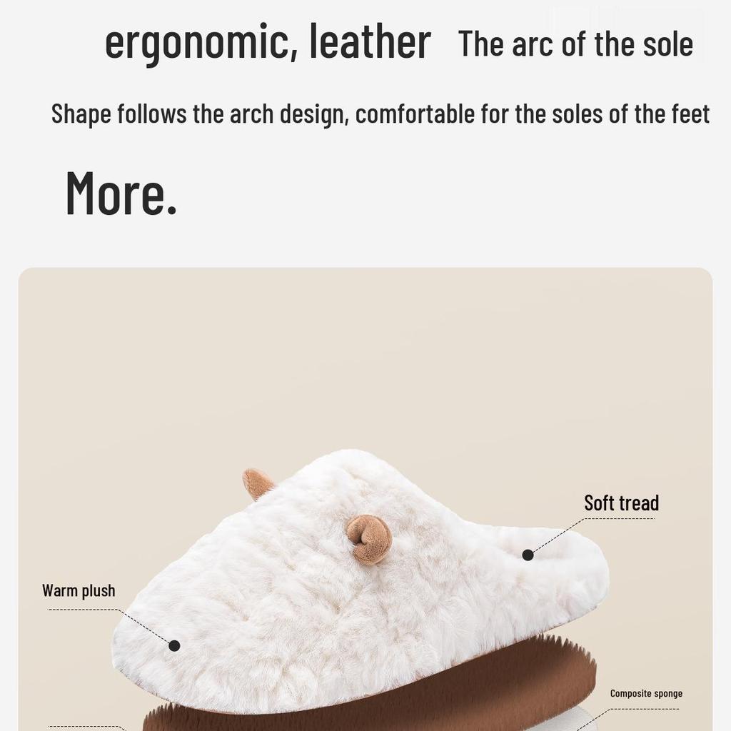 Cozy Cartoon Winter Indoor Cotton Slippers for Women & Men - Warm, Thick Sole, Plush Design for Couples