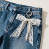 Pearl Beaded Bow Ribbon Keychain Y2K Bag Charm Sweet Lace Bow Keychain  Phone Decoration