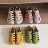 Cowhide Version~ Leather Roman Sandals Women's 2025 Summer New Versatile Retro Ugly Cute Hole Boken Sandals