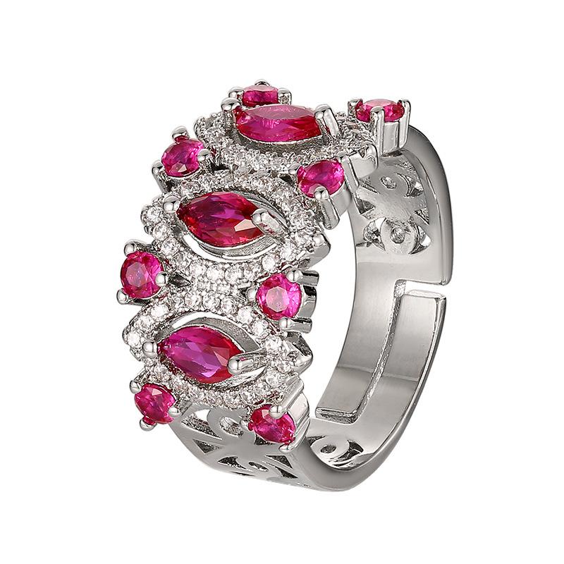 Jewelry Set Earrings Necklace Ring Bohemian Color Red Corundum Ethnic Charm Su Women's