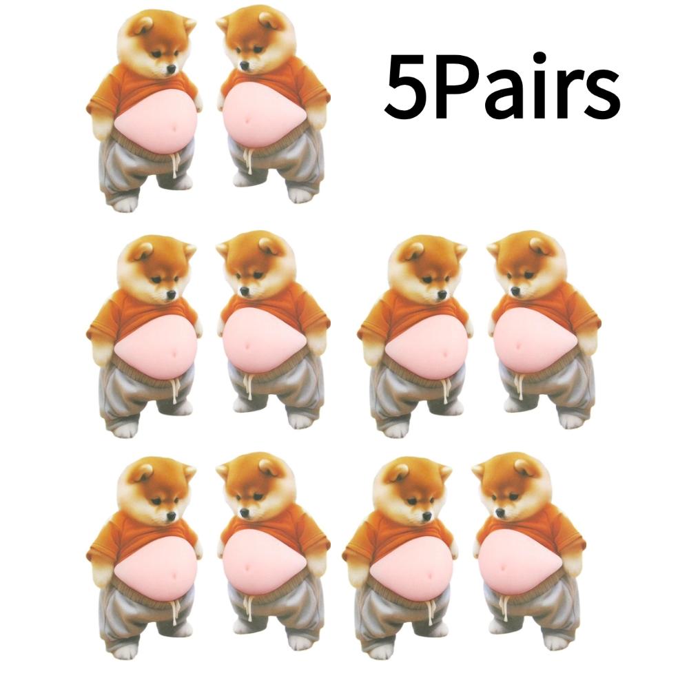 1/5Pair 3D Dog Stickers-Cute Puppy with Orange Outfit & Pastel Pink Background, Rubber Self-Adhesive Decals with Glitter Accents