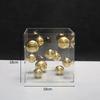 Abstract Art Metal Ball, Square Transparent Acrylic Container Box, Desktop Decoration Model, Home Decoration Crafts, Gifts