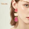 1 Pair Women Hanging Earrings Exaggerated Geometric Color Matching Smooth Bohemian Style Club Party Dangle Earrings Ear Jewelry