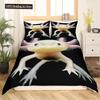 Cute Axolotl Duvet Cover Set Full Size Cartoon Salamander Bedding Set Kawaii Animals Comforter Cover Constellation Black Decor