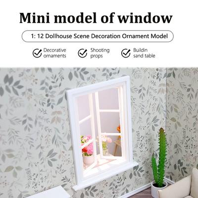 1/12 Domek dla lalek Drewniana Rama Okienna Model Domek dla lalek Mini Meble Dekoracja Zabawka Domki dla lalek Mikro Scena Rekwizyty Konstrukcyjne
