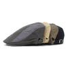 New Double-Embroidered Leather Patchwork Hat Cotton Men's Bent-Brim Beret Duckbill Cap