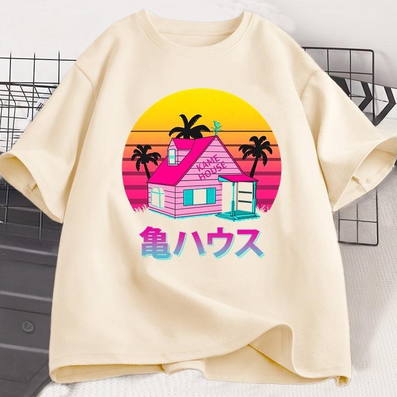 Kame House T Shirt Unisex WOMEN Cotton Master Roshi T-Shirt Japanese Style Casual Short Sleeve Tshirt Tee Shirt Unisex's Clothing Tops