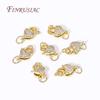 Fermoirs mousqueton en laiton plaqué or 18 carats Cœur/Ronds avec Anneau Ouvert, Fermoirs Incrustés de Zircon pour Bracelets Connecteurs Fermoirs Bijoux DIY