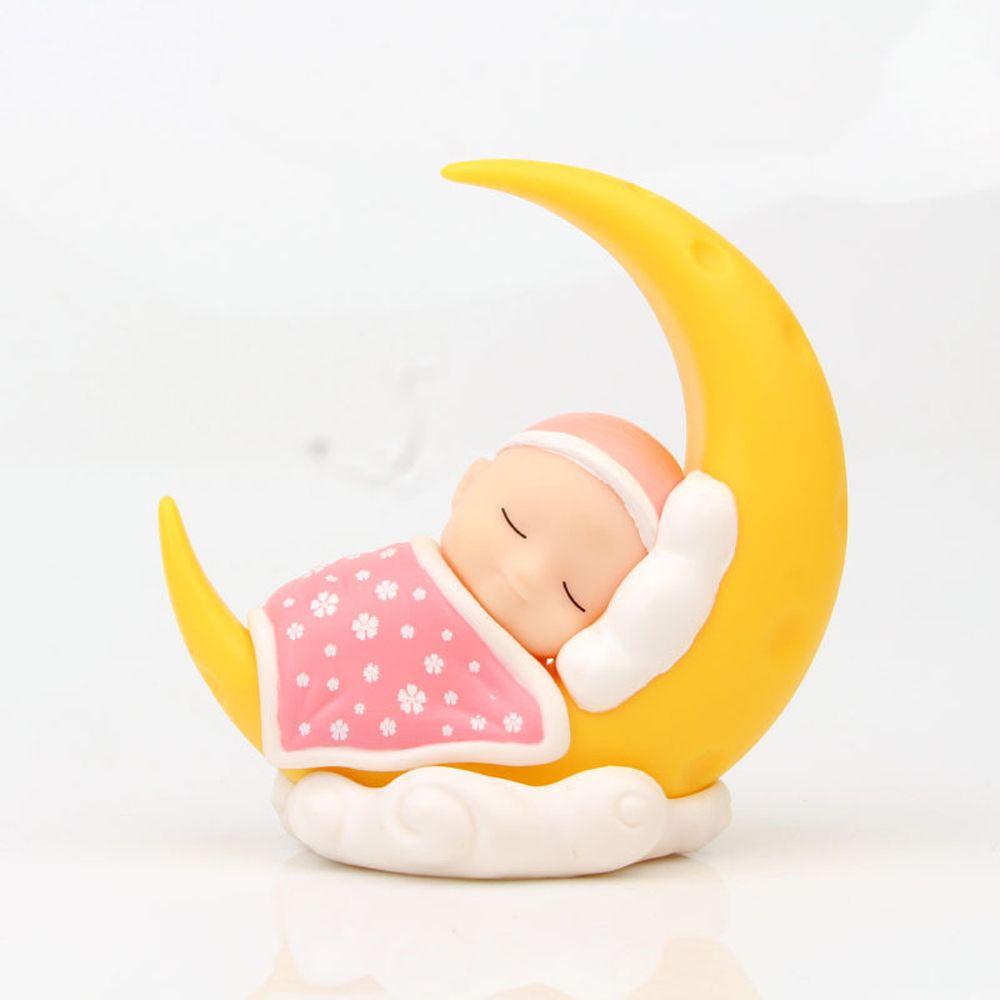 Car Ornaments Cartoon Action Figure Cake Decoration Sleeping Baby Moon Doll Car Dashboard Ornament