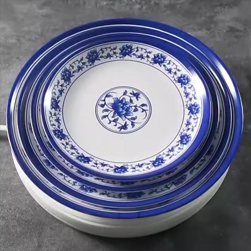 VAKADA Blåvita Melamintallrikar (5-pack)