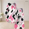 Women Plus Size Round Neck Long Sleeve Multicolor Geometric Printed High Low Top Wide Leg Pants Two Piece Set