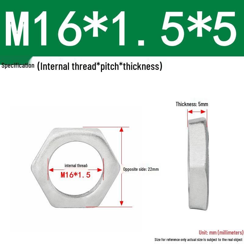 GB808 White Zinc Hex Thin Nut, Fine Thread, Lamp-Type, M6-M30