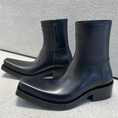 Bottines Martin à bout carré pour homme et femme - Automne 2024, fermeture éclair latérale, tige mi-haute, talon et semelle épais, style Chelsea