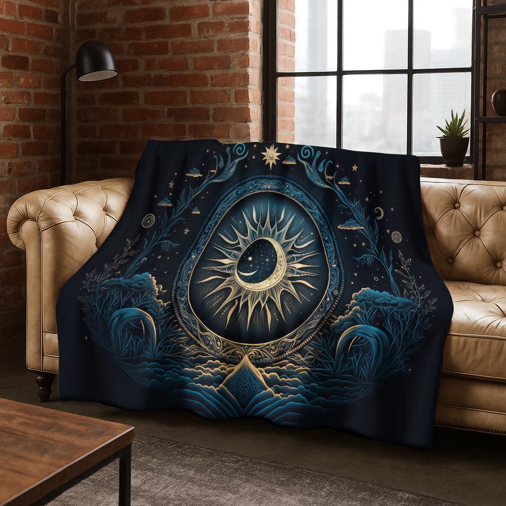 Gotisches Sonnen gesicht Mond gesicht Hexerei Tarot Flanell Decke Weiche Warme Decke für Schlafzimmer Zimmer Wohnzimmer Reise Camping Picknick