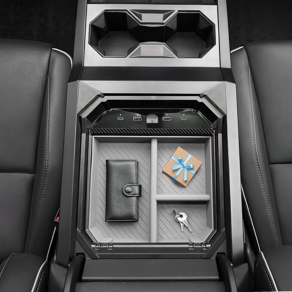 Center Console Organizer Tray Compatible With Tesla Cybertruck 2024,Armrest Storage Tray With USB Expansion Docks For Cybertruck Accessories