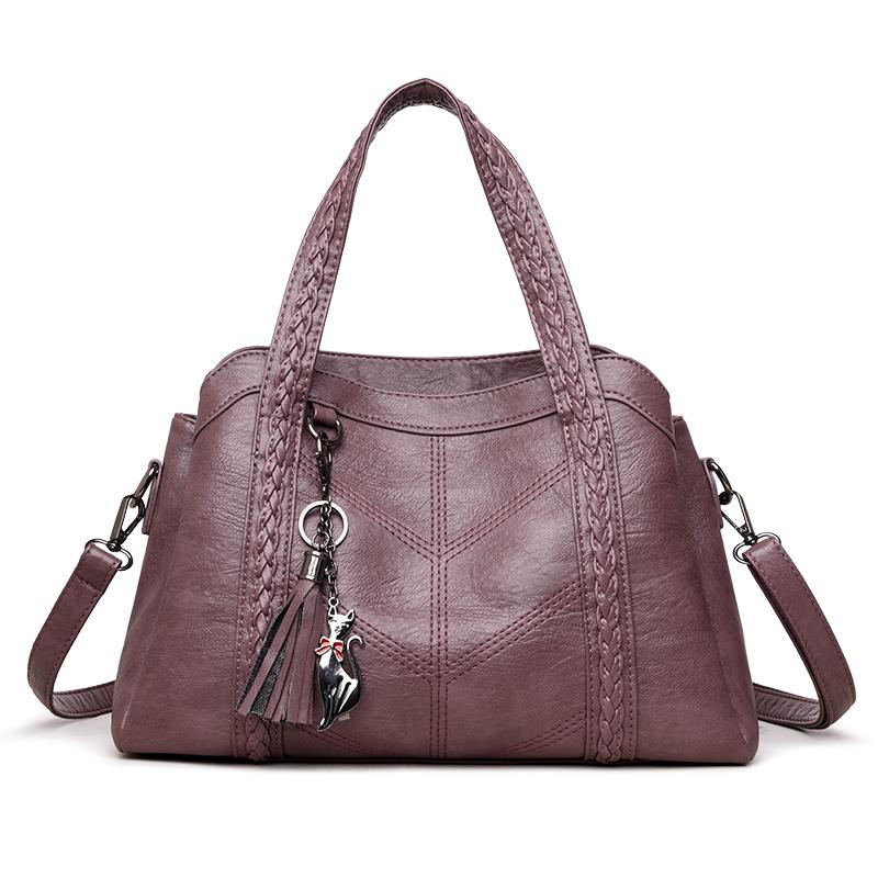 

Роскошные женские кожаные сумки через плечо, дизайнерские женские сумки кроссбоди, женские сумки 2025, вместительная повседневная сумка-тоут, sac 32cm×13cm×21cm фиолетовый