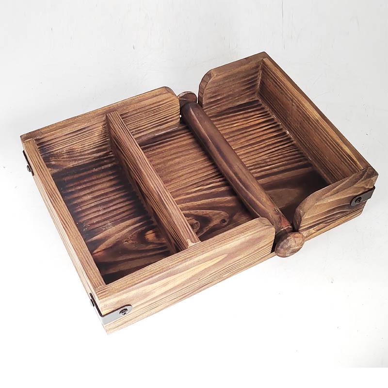 Scatola porta tovaglioli multifunzione in legno massello stile retrò per tavoli da pranzo e da cucina