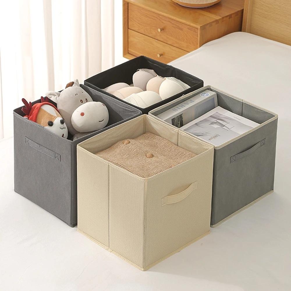 1PC Cube Storage Box Non Woven Foldable Home Supplies Wardrobe Space Saving for Toy Clothes Office Storage Organizer