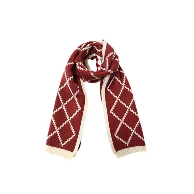 Women's Red Woolen Snood: Versatile Winter Warmth with Japanese Plaid.