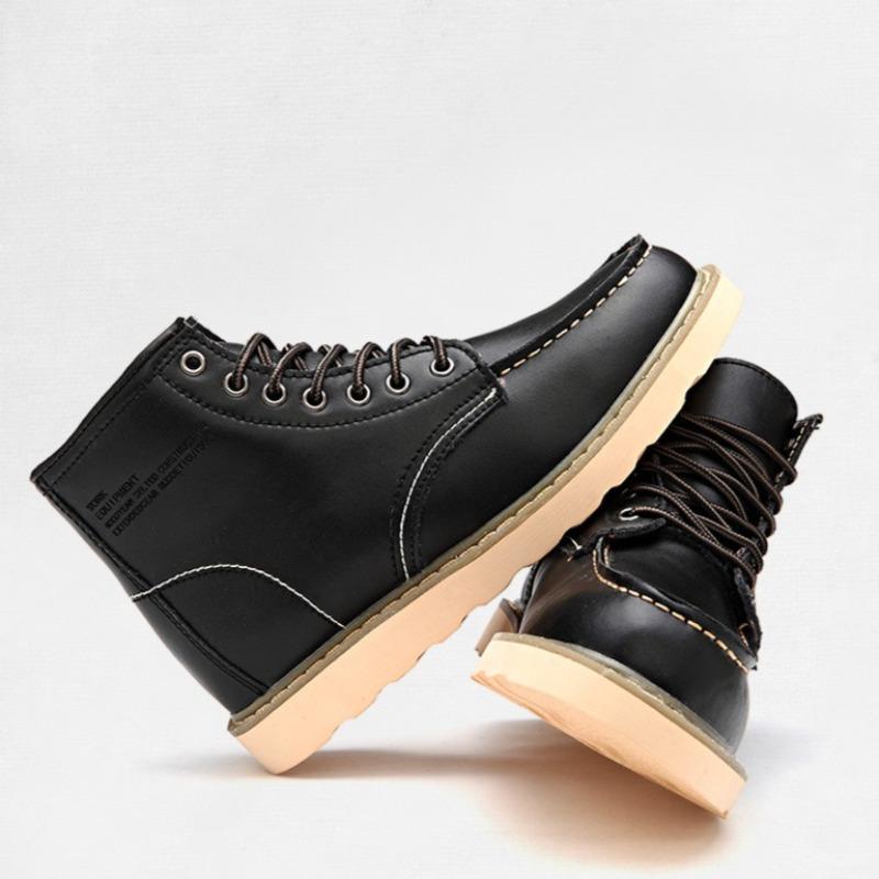 Men's High Top Boots Luxury Leather Boots Fashion Motorcycle Boot Lace Up Platform Boots for Men Plush Warm Winiter Boot Botas