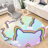 1pc Rainbow Cat Office Round Area Rug,  Mat Suitable ForOffice, Under Office Chairs Bedroom Living Room Home Decor, Room Deco