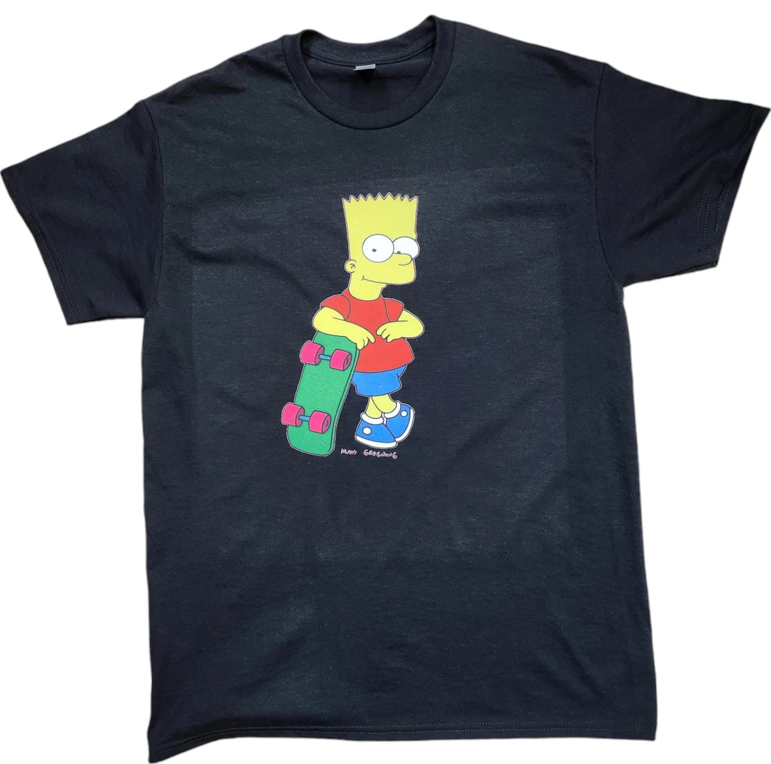 

men s Bart Simpson skateboard 100% Cotton T-shirt Mens Tees Top color black soft style vintage rerto gift S