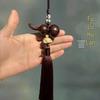 Lotus Fu Lu Gourd Wooden Rearview Mirror Pendant - Handmade Car Interior Ornament