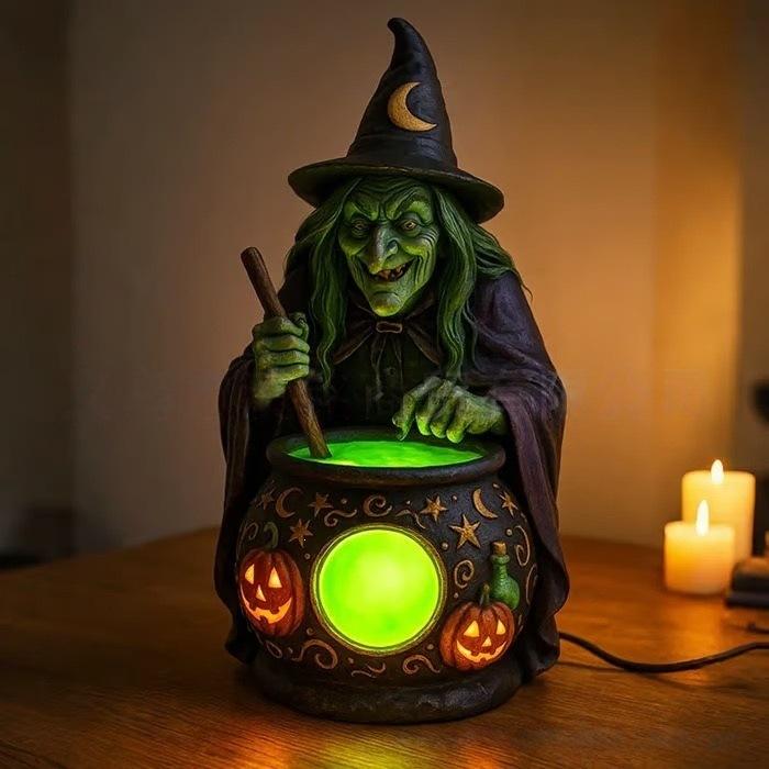 Halloween Witch Lamp Decor, Table Lamp for Spooky Atmosphere, Witch Theme Desk Light, Holiday Decoration