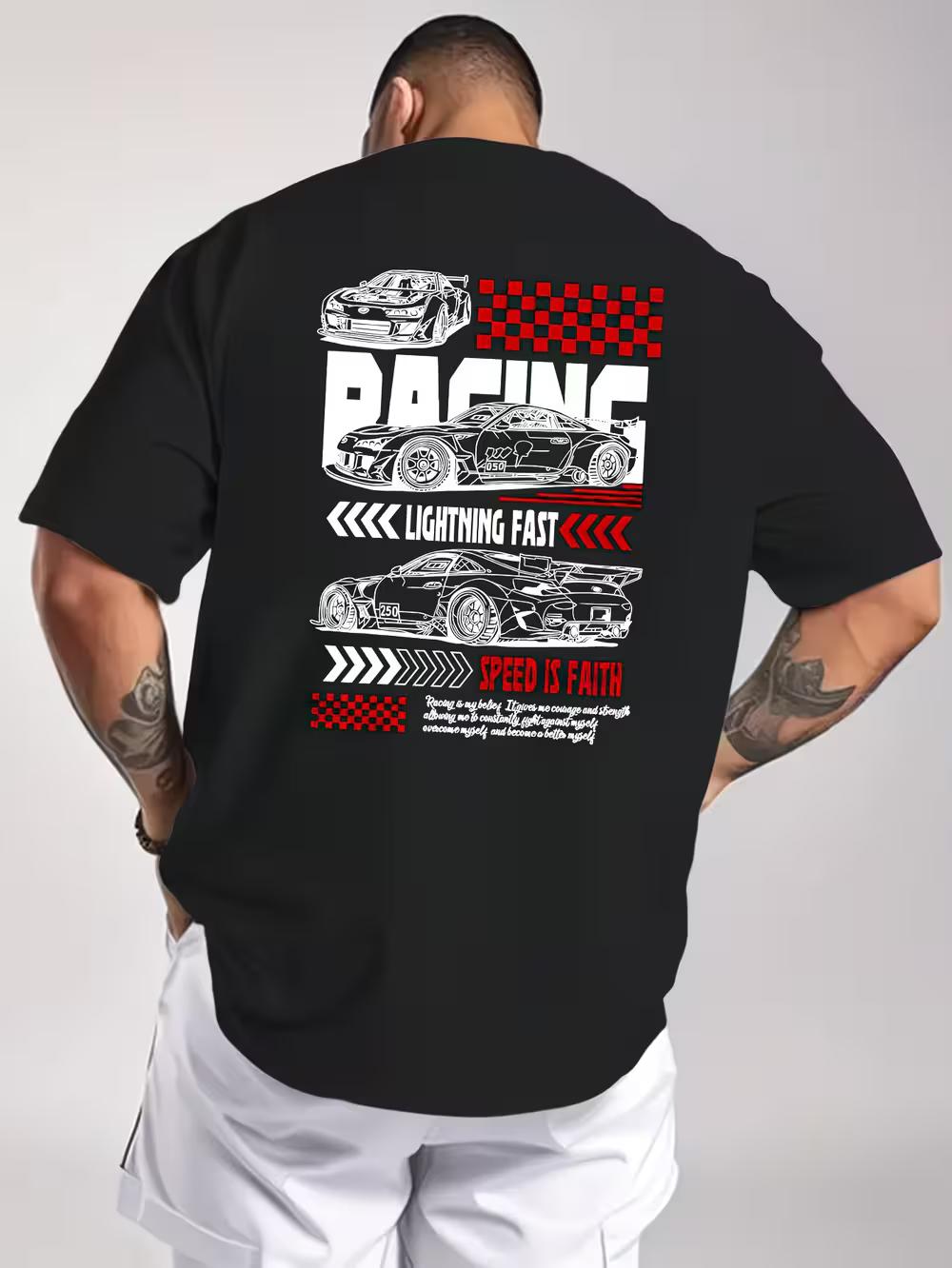 Men s Printed Design Racing Fan Essential T-Shirt - Comfortable Crew Neck S